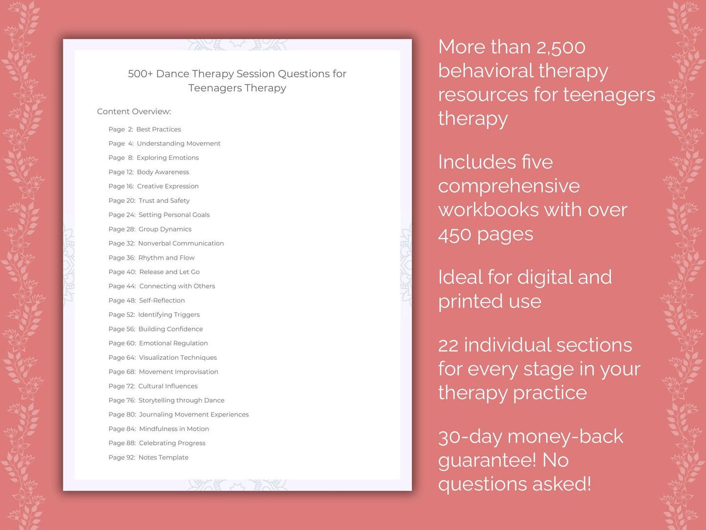 Teenagers Dance Therapy Therapist Worksheets