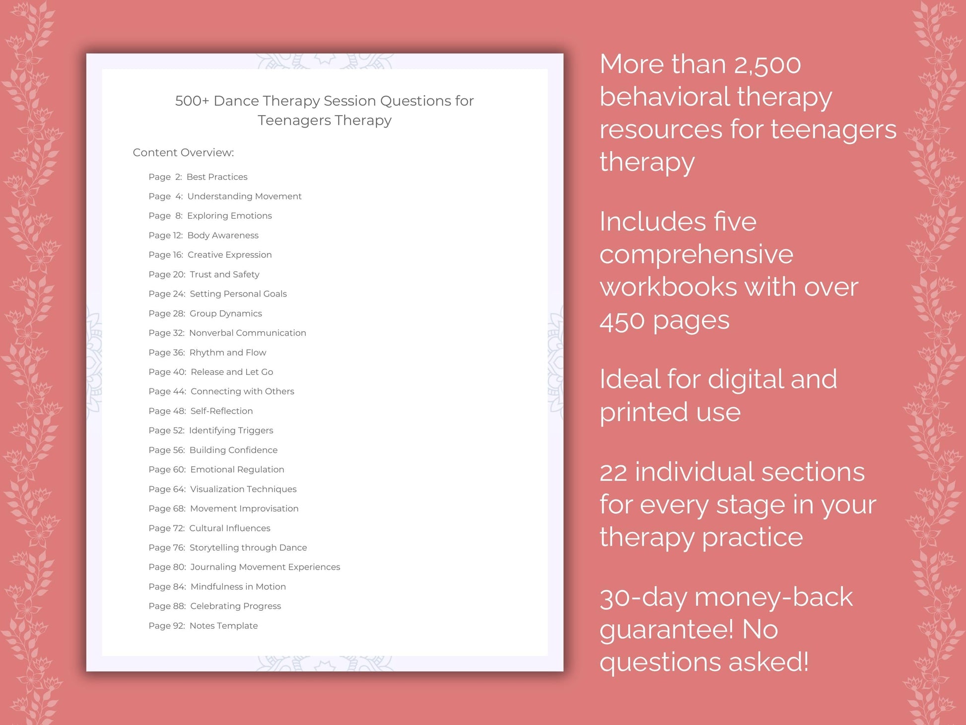 Teenagers Dance Therapy Therapist Worksheets