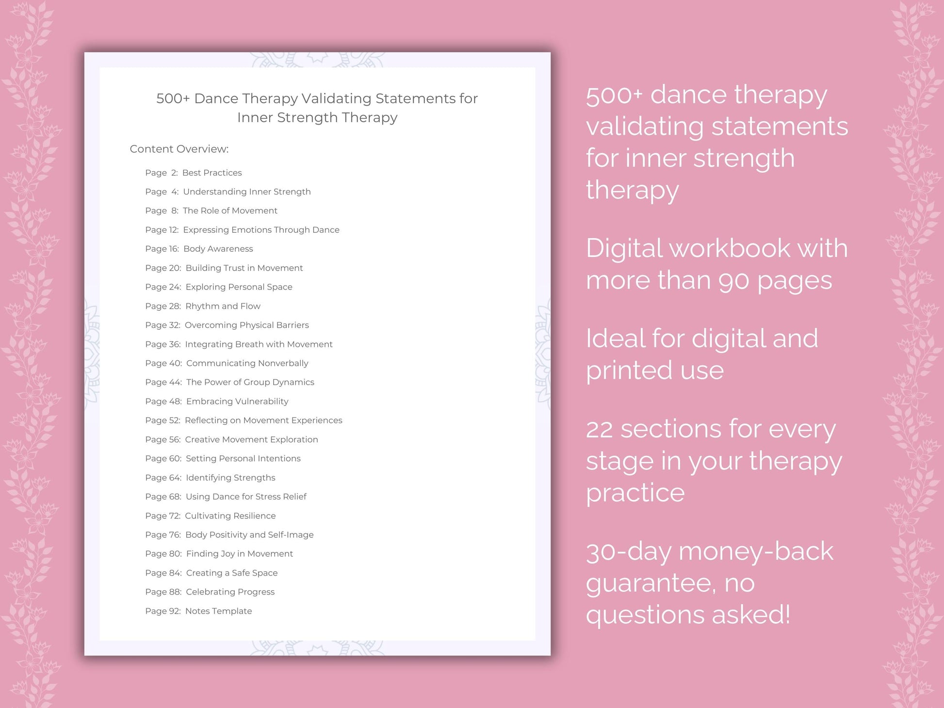 Inner Strength Dance Therapy Therapist Worksheets