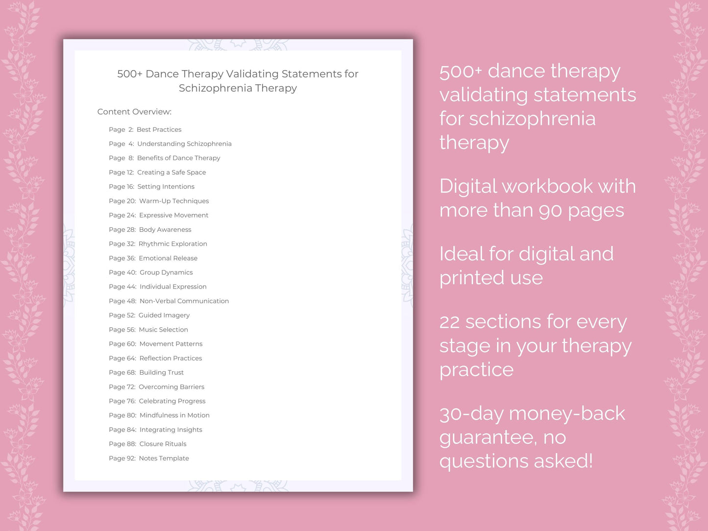 Schizophrenia Dance Therapy Therapist Worksheets