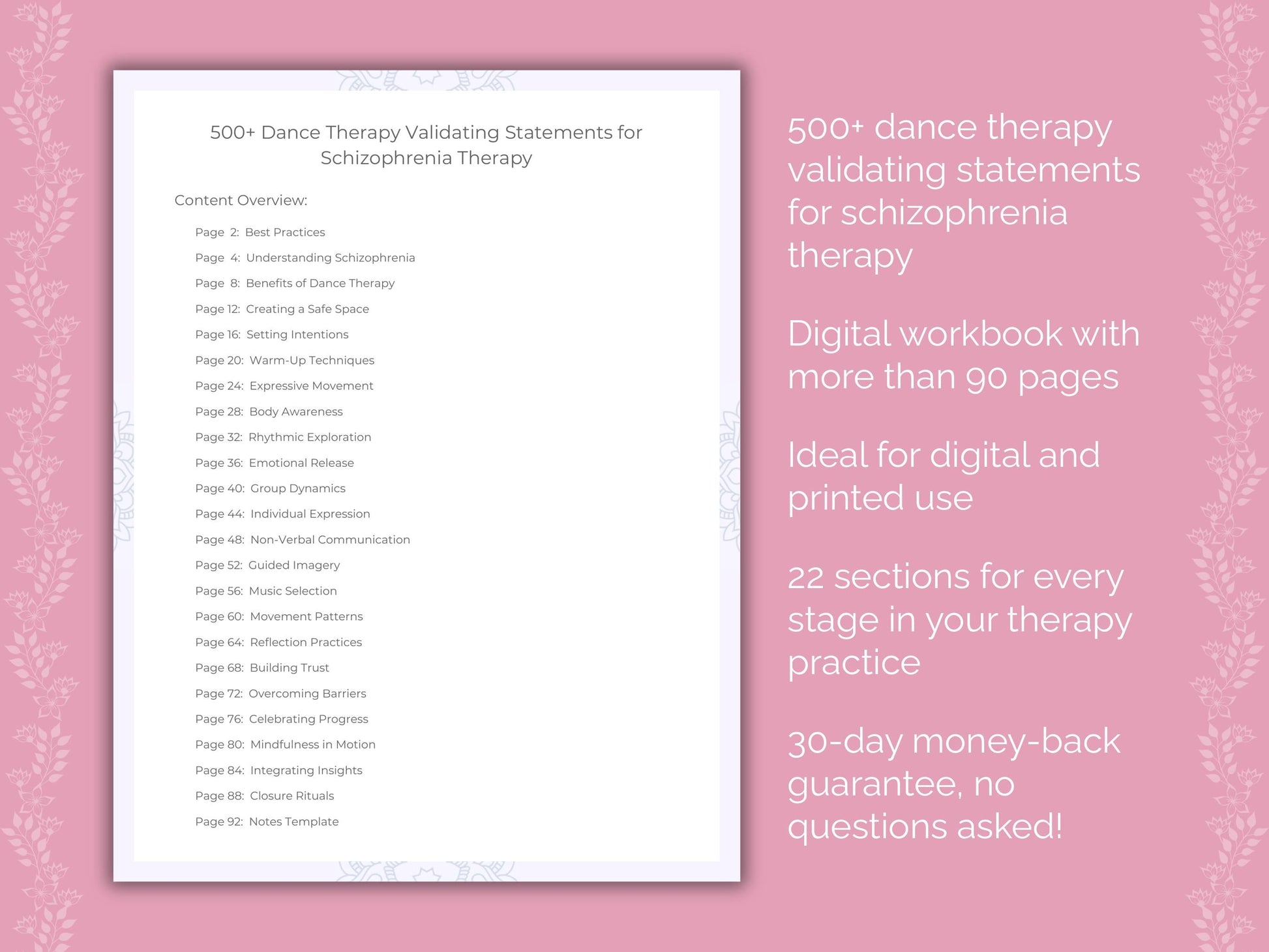 Schizophrenia Dance Therapy Therapist Worksheets