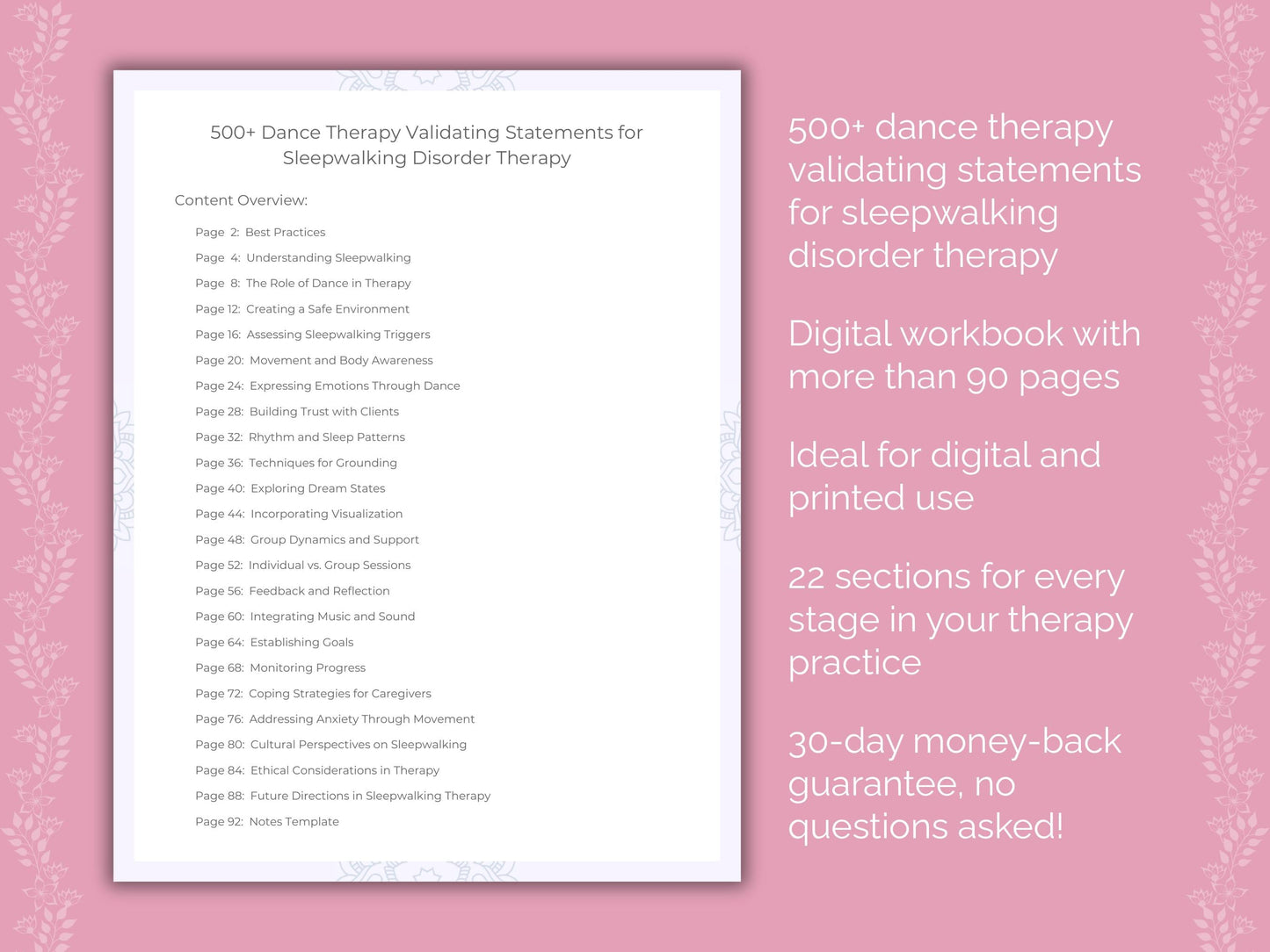 Sleepwalking Disorder Dance Therapy Therapist Worksheets