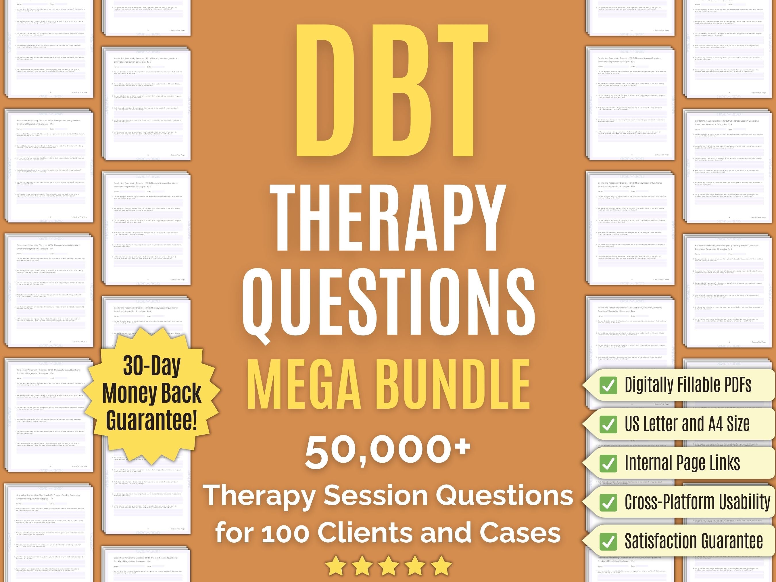 Dialectical Behavior Therapy (DBT) Session Questions Mega Bundle ...