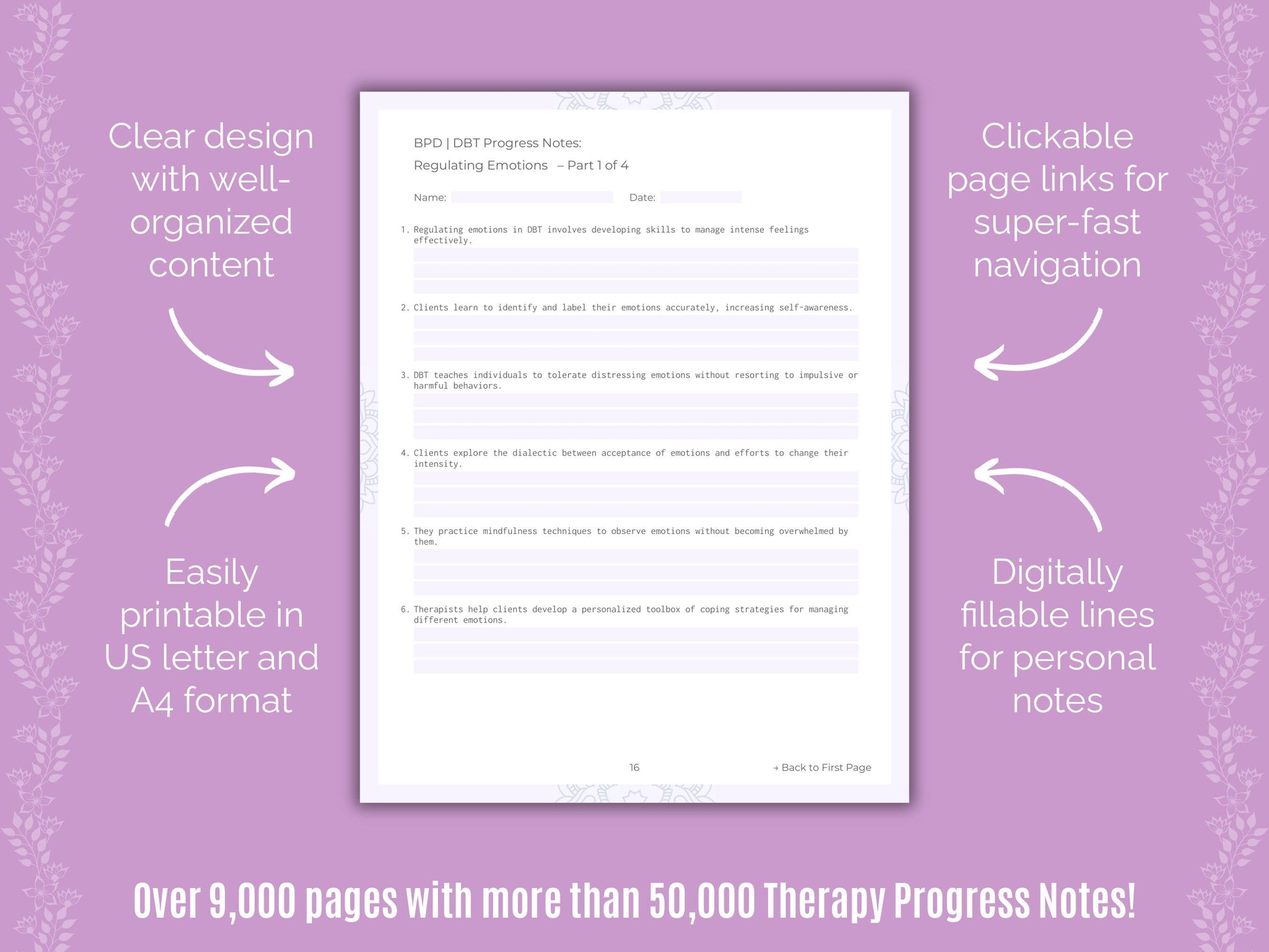 Dialectical Behavior Therapy (DBT) Progress Notes Counselor Cheat Sheets