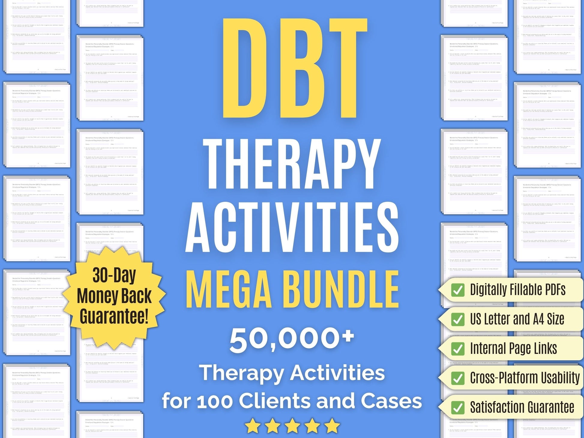 Dialectical Behavior Therapy (DBT) Session Activities Psychology Workbooks