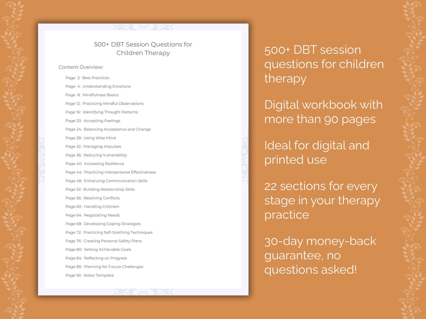 Children Dialectical Behavior Therapy (DBT) Therapist Worksheets