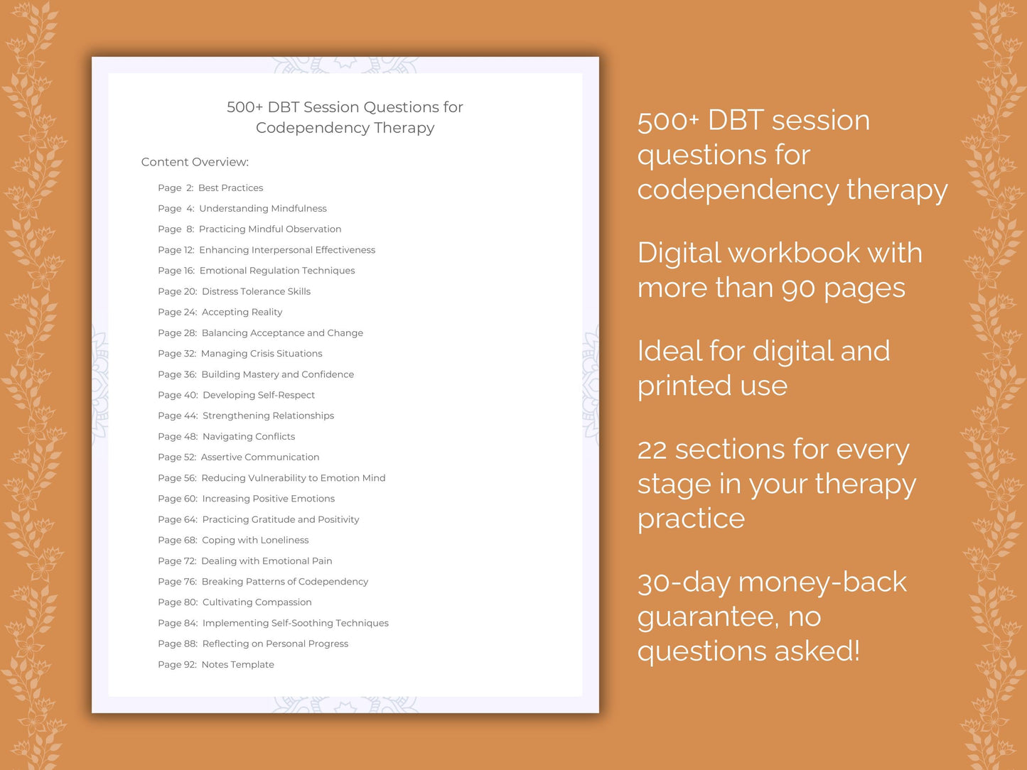 Codependency Dialectical Behavior Therapy (DBT) Therapist Worksheets