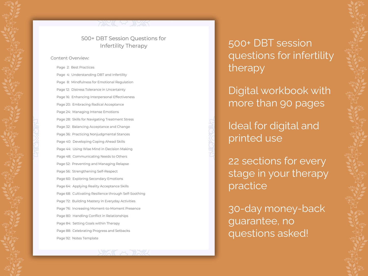 Infertility Dialectical Behavior Therapy (DBT) Therapist Worksheets