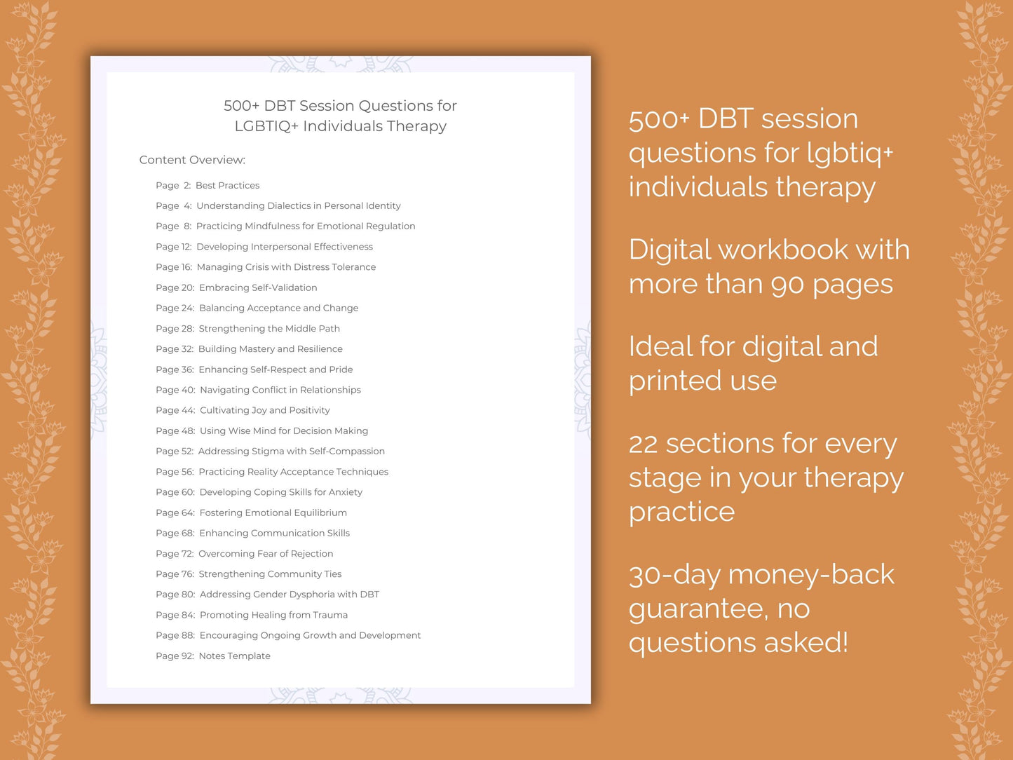 LGBTIQ+ Individuals Dialectical Behavior Therapy (DBT) Therapist Worksheets