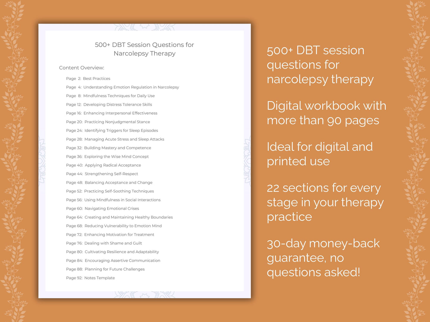 Narcolepsy Dialectical Behavior Therapy (DBT) Therapist Worksheets