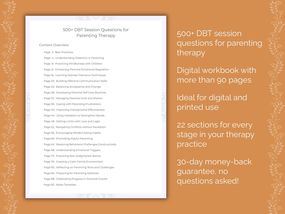 Parenting Dialectical Behavior Therapy (DBT) Therapist Worksheets