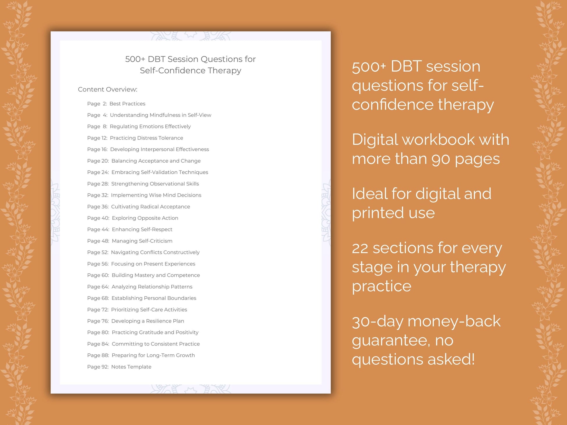 Self-Confidence Dialectical Behavior Therapy (DBT) Therapist Worksheets