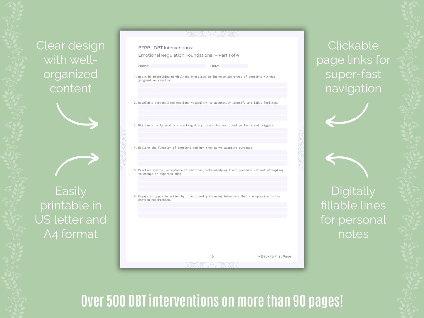 Body-Focused Repetitive Behavior (BFRB) Dialectical Behavior Therapy (DBT) Counseling Templates