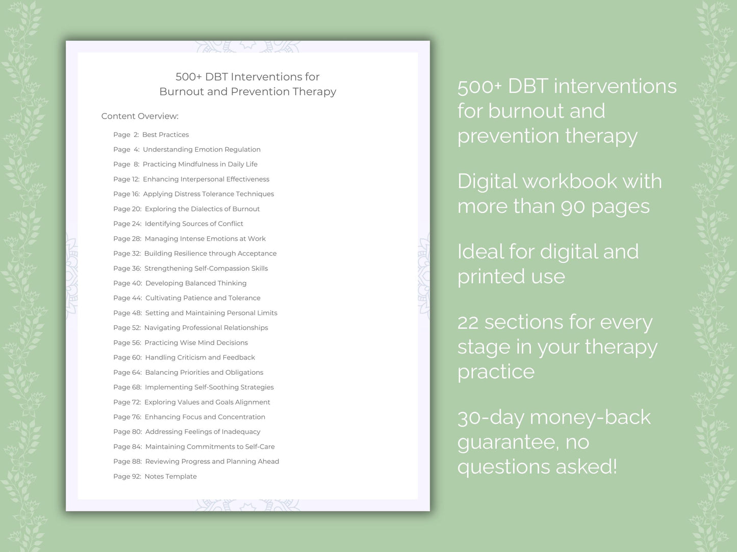 Burnout and Prevention Dialectical Behavior Therapy (DBT) Therapist Worksheets