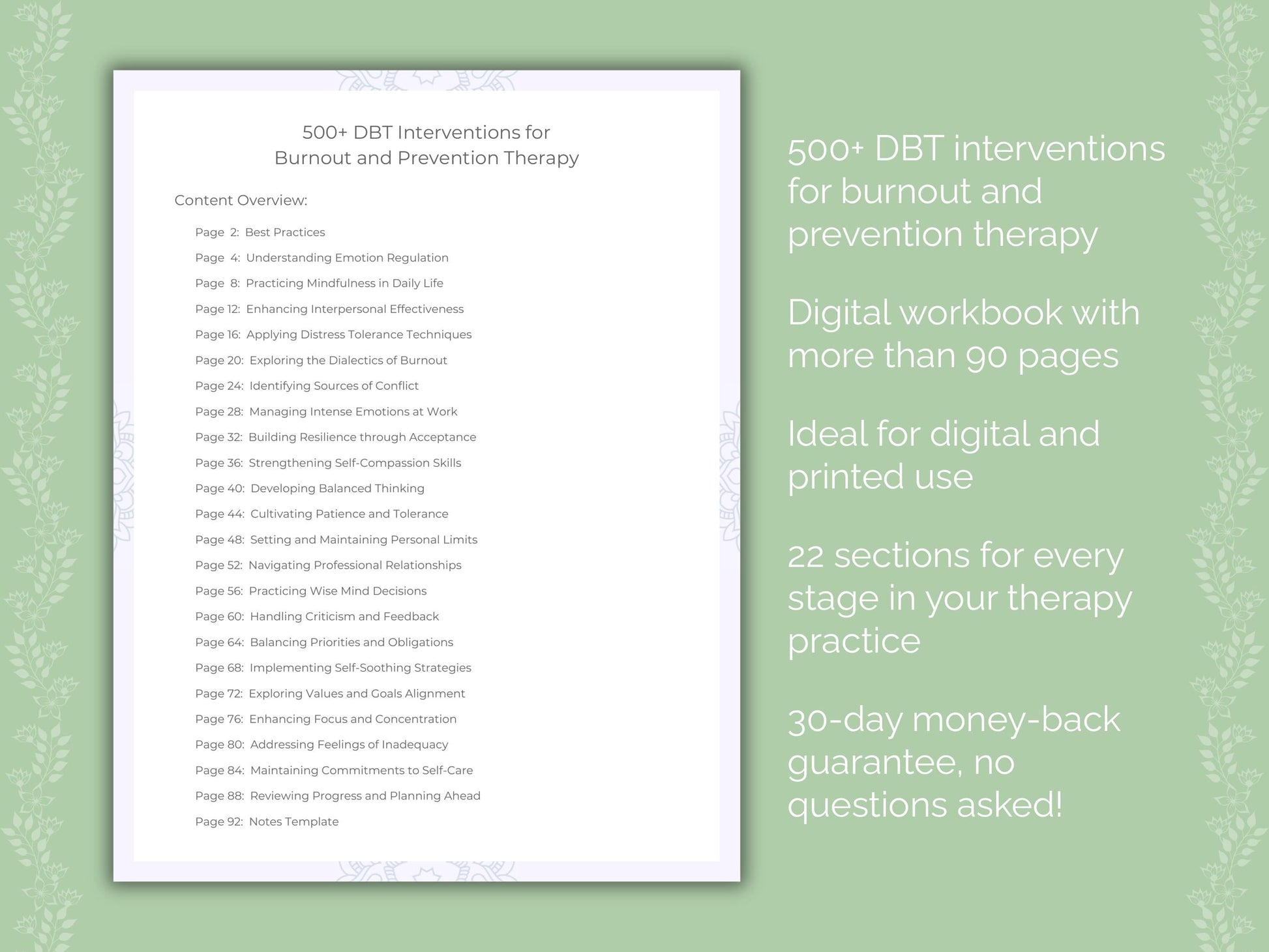 Burnout and Prevention Dialectical Behavior Therapy (DBT) Therapist Worksheets