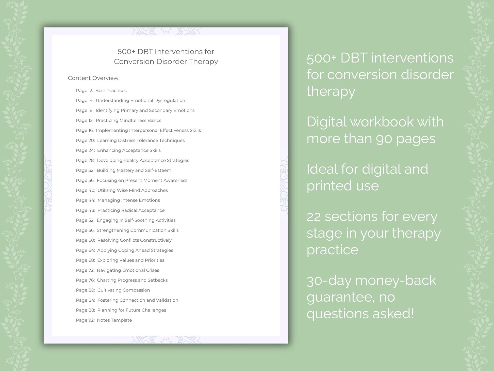 Conversion Disorder Dialectical Behavior Therapy (DBT) Therapist Worksheets