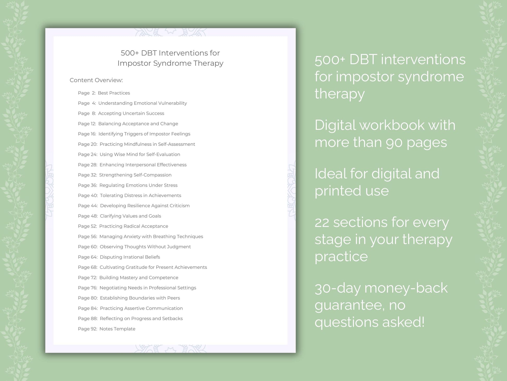 Impostor Syndrome Dialectical Behavior Therapy (DBT) Therapist Worksheets