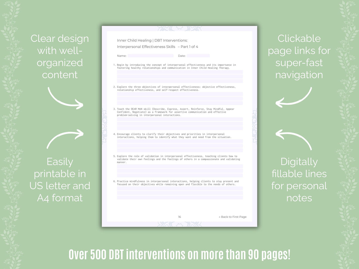 Inner Child Healing Dialectical Behavior Therapy (DBT) Counseling Templates