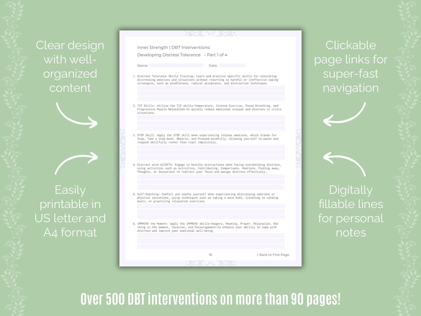 Inner Strength Dialectical Behavior Therapy (DBT) Counseling Templates