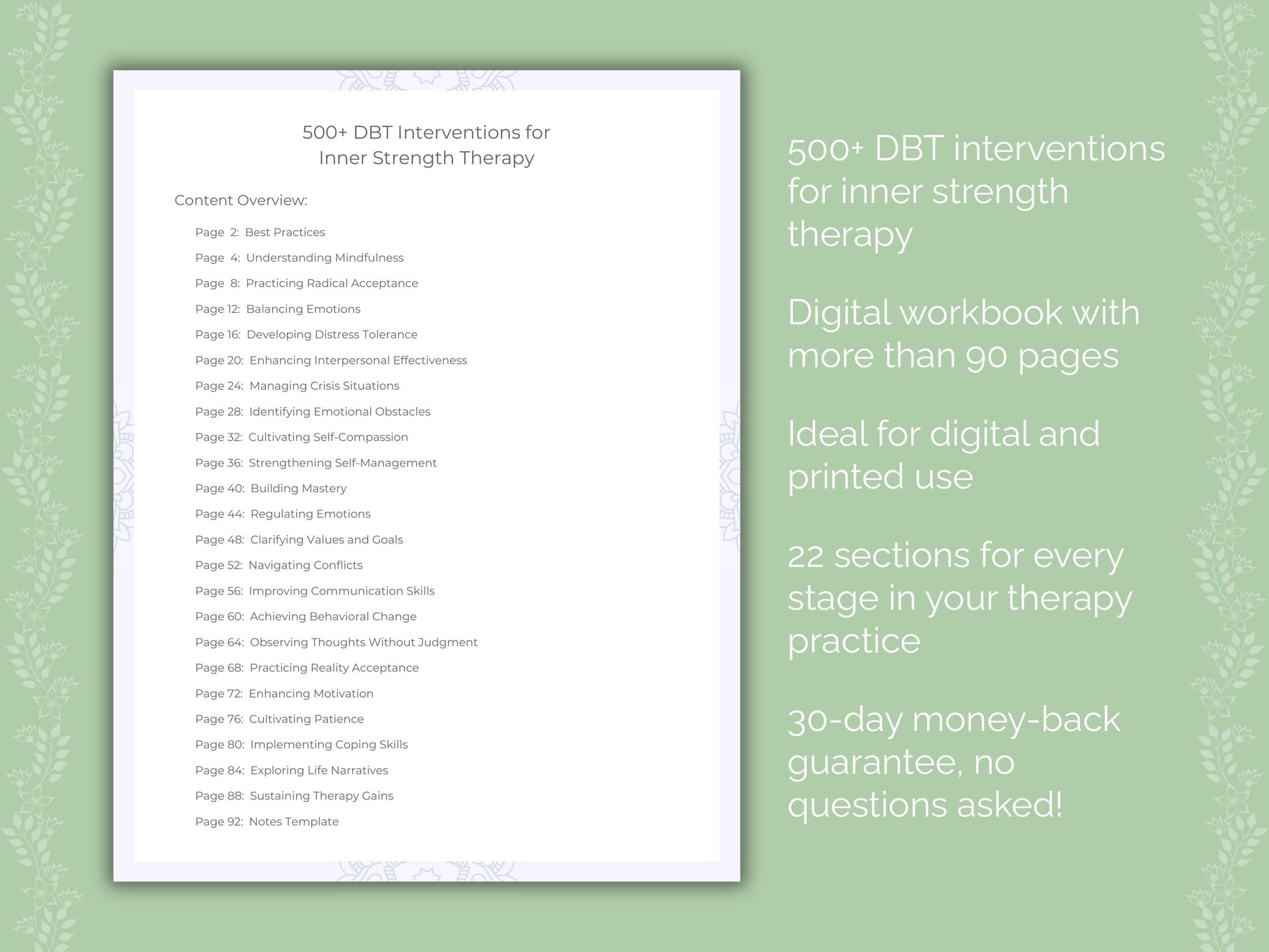 Inner Strength Dialectical Behavior Therapy (DBT) Therapist Worksheets