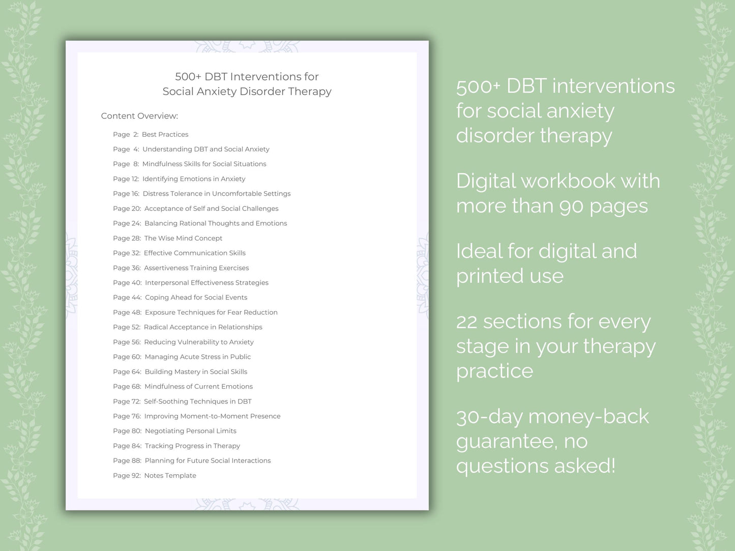 Social Anxiety Disorder Dialectical Behavior Therapy (DBT) Therapist Worksheets