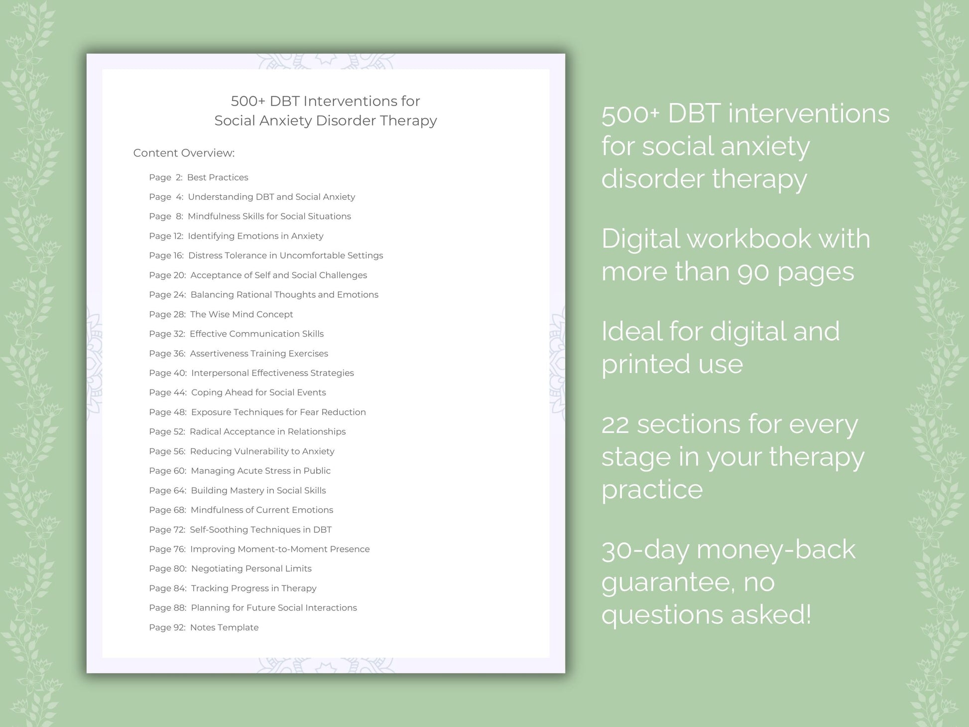 Social Anxiety Disorder Dialectical Behavior Therapy (DBT) Therapist Worksheets