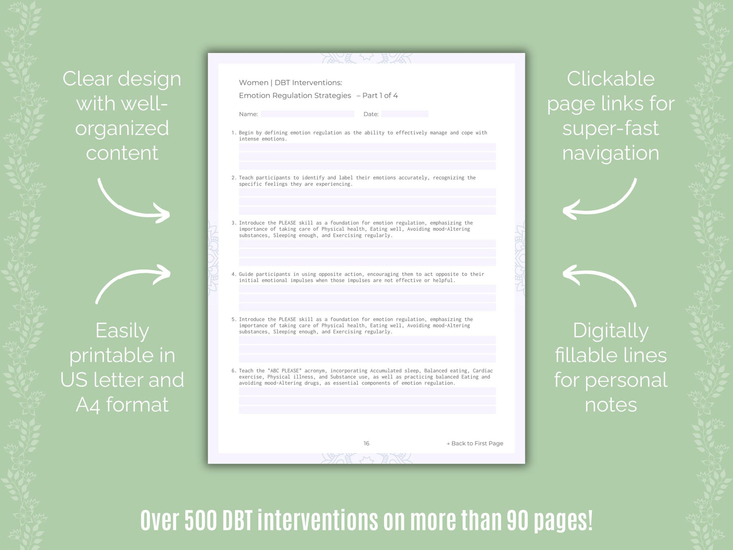 Women Dialectical Behavior Therapy (DBT) Counseling Templates