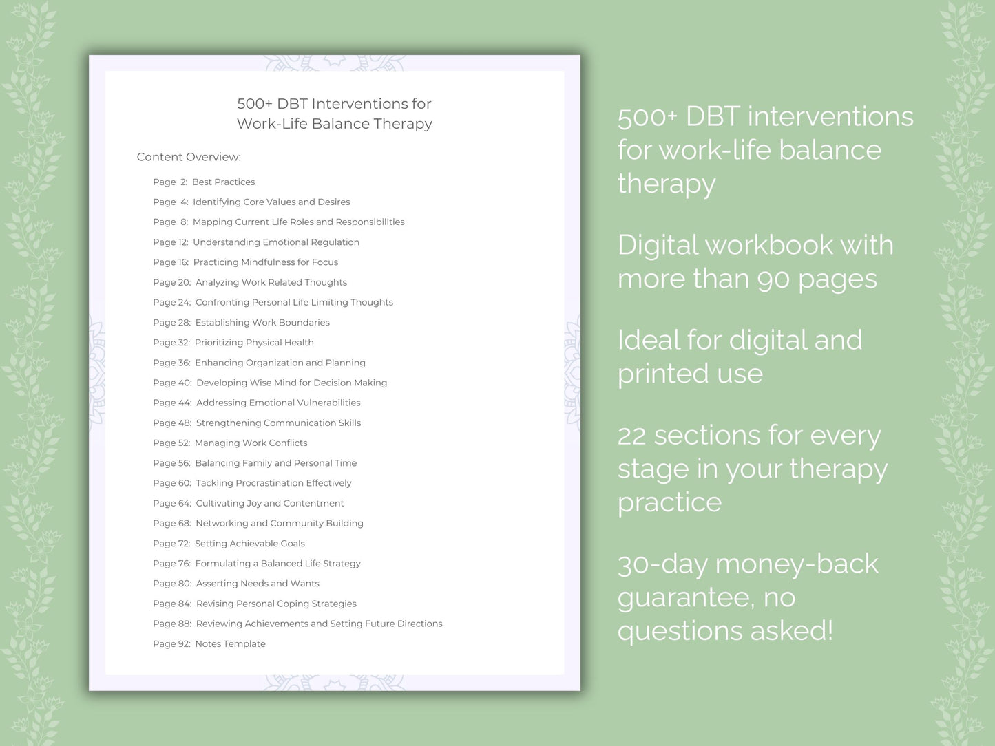 Work-Life Balance Dialectical Behavior Therapy (DBT) Therapist Worksheets