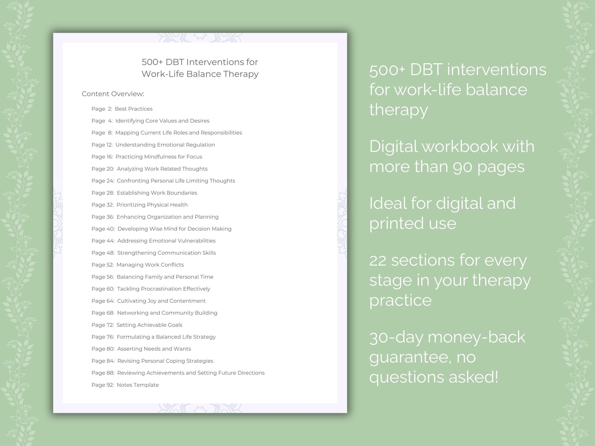 Work-Life Balance Dialectical Behavior Therapy (DBT) Therapist Worksheets