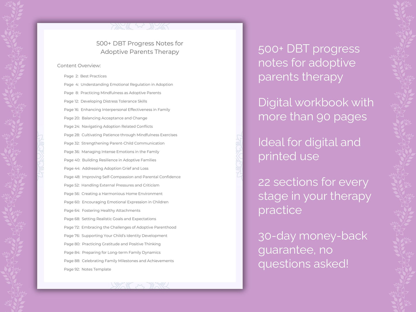 Adoptive Parents Dialectical Behavior Therapy (DBT) Therapist Worksheets