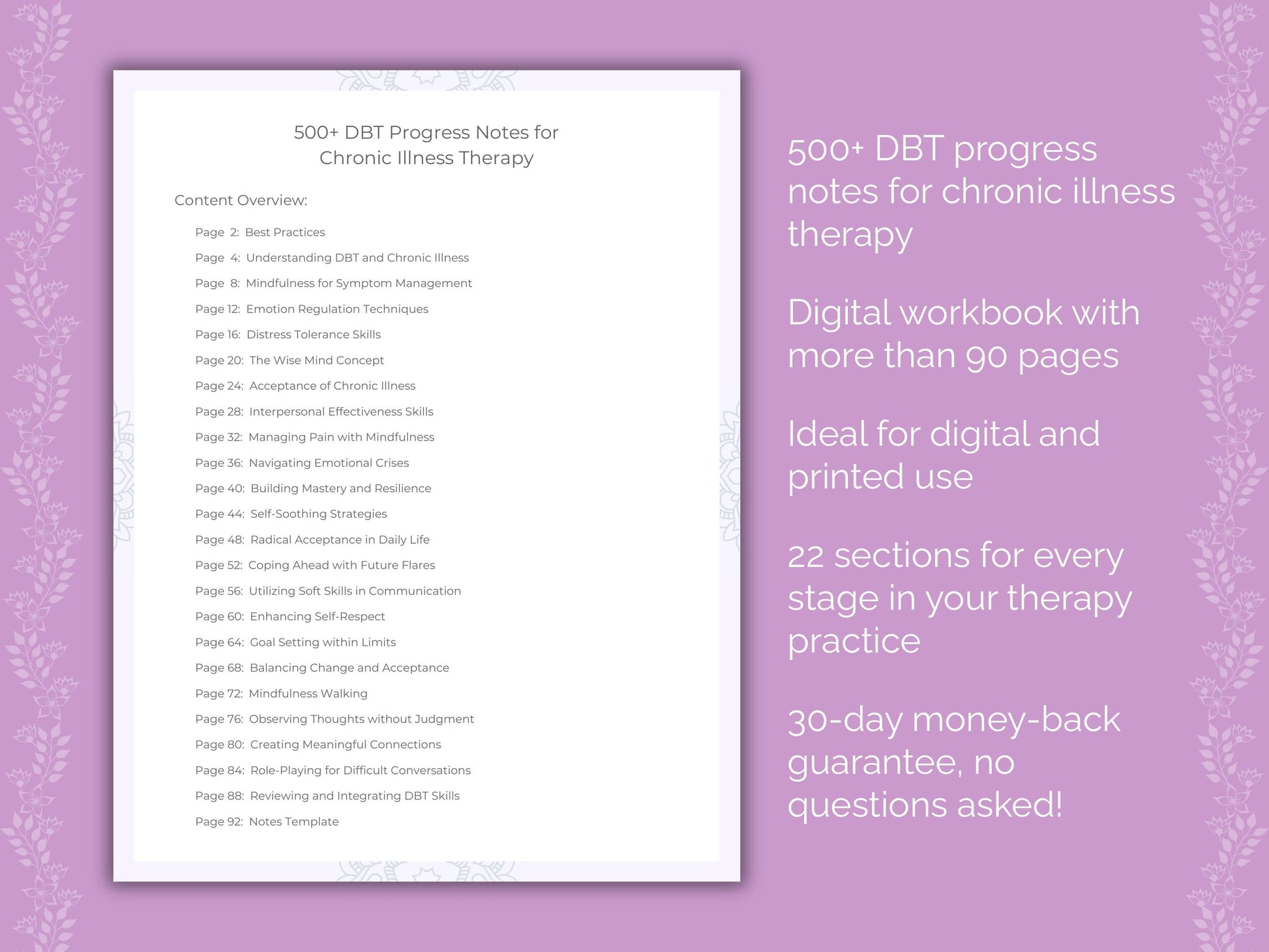 Chronic Illness Dialectical Behavior Therapy (DBT) Therapist Worksheets