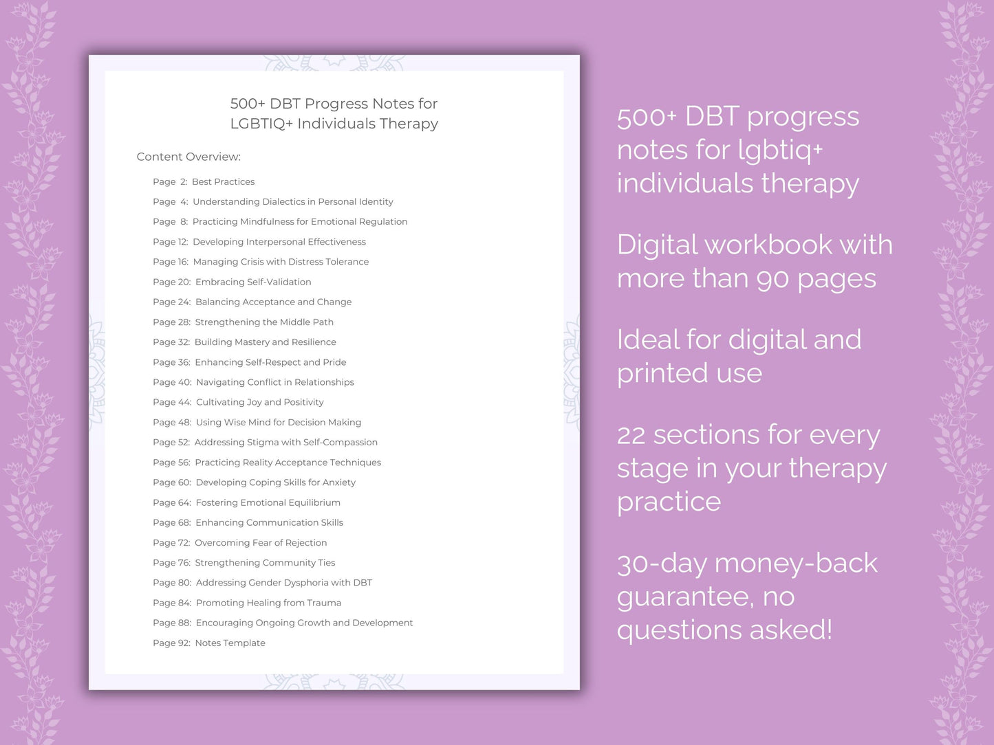 LGBTIQ+ Individuals Dialectical Behavior Therapy (DBT) Therapist Worksheets