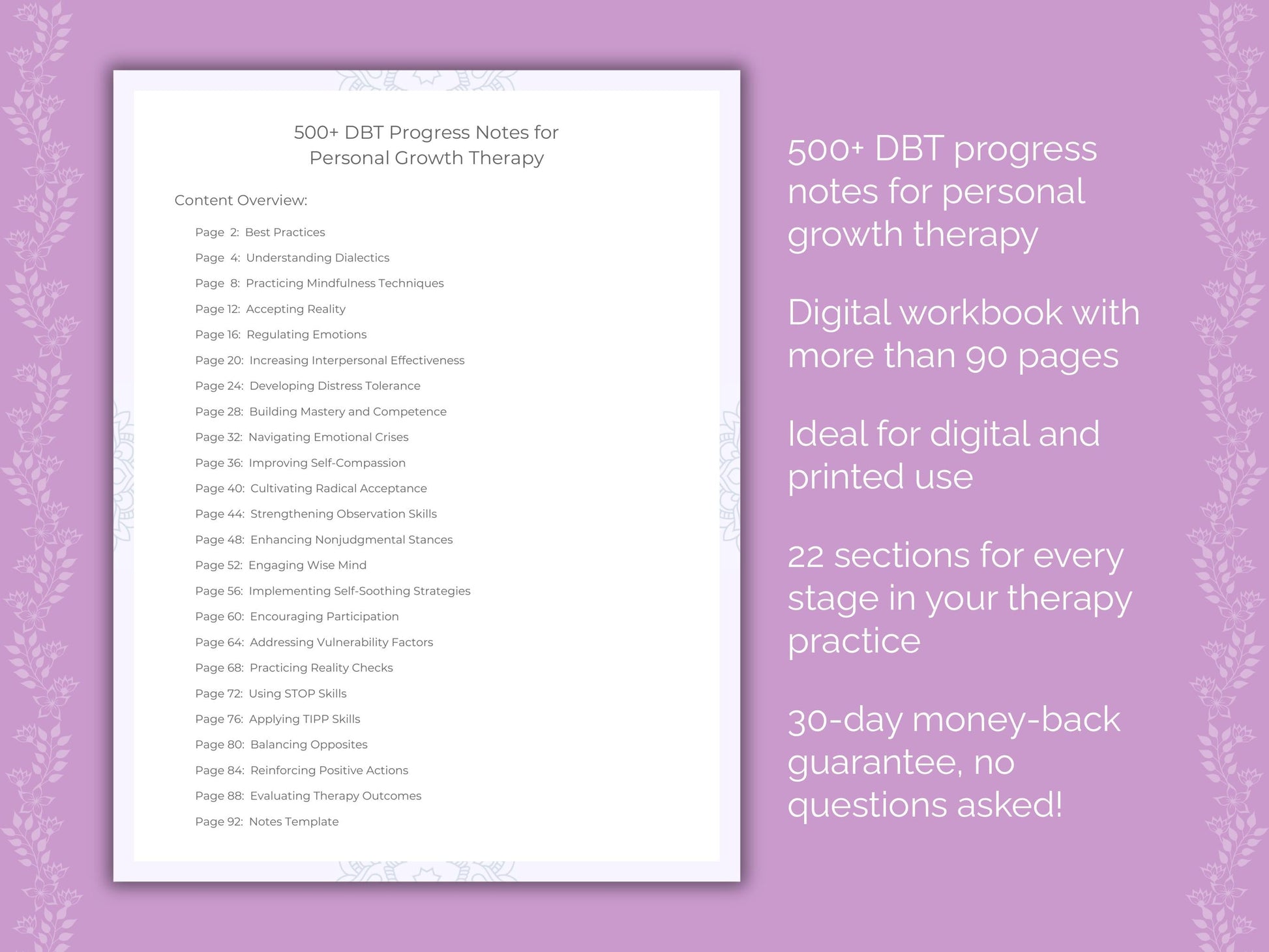 Personal Growth Dialectical Behavior Therapy (DBT) Therapist Worksheets