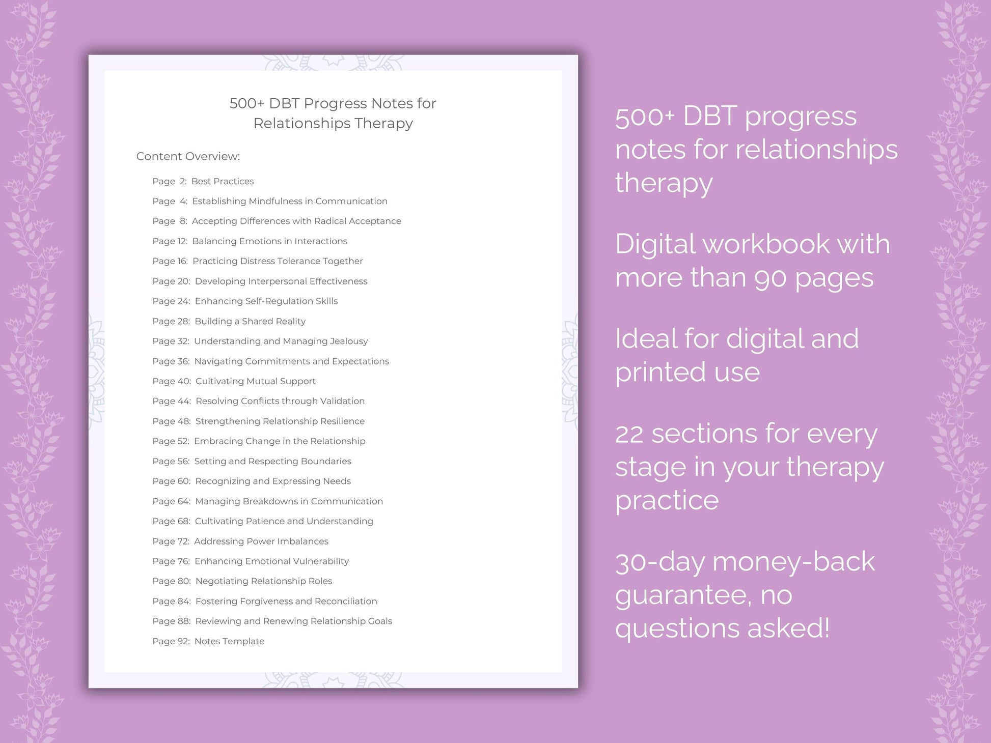 Relationships Dialectical Behavior Therapy (DBT) Therapist Worksheets
