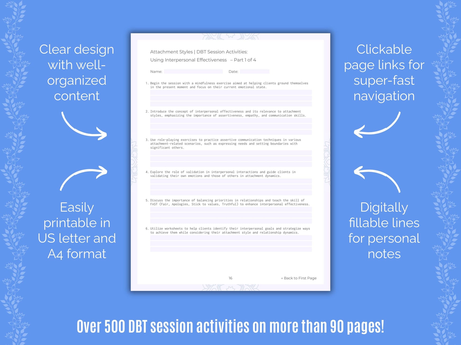 Attachment Styles Dialectical Behavior Therapy (DBT) Counseling Templates