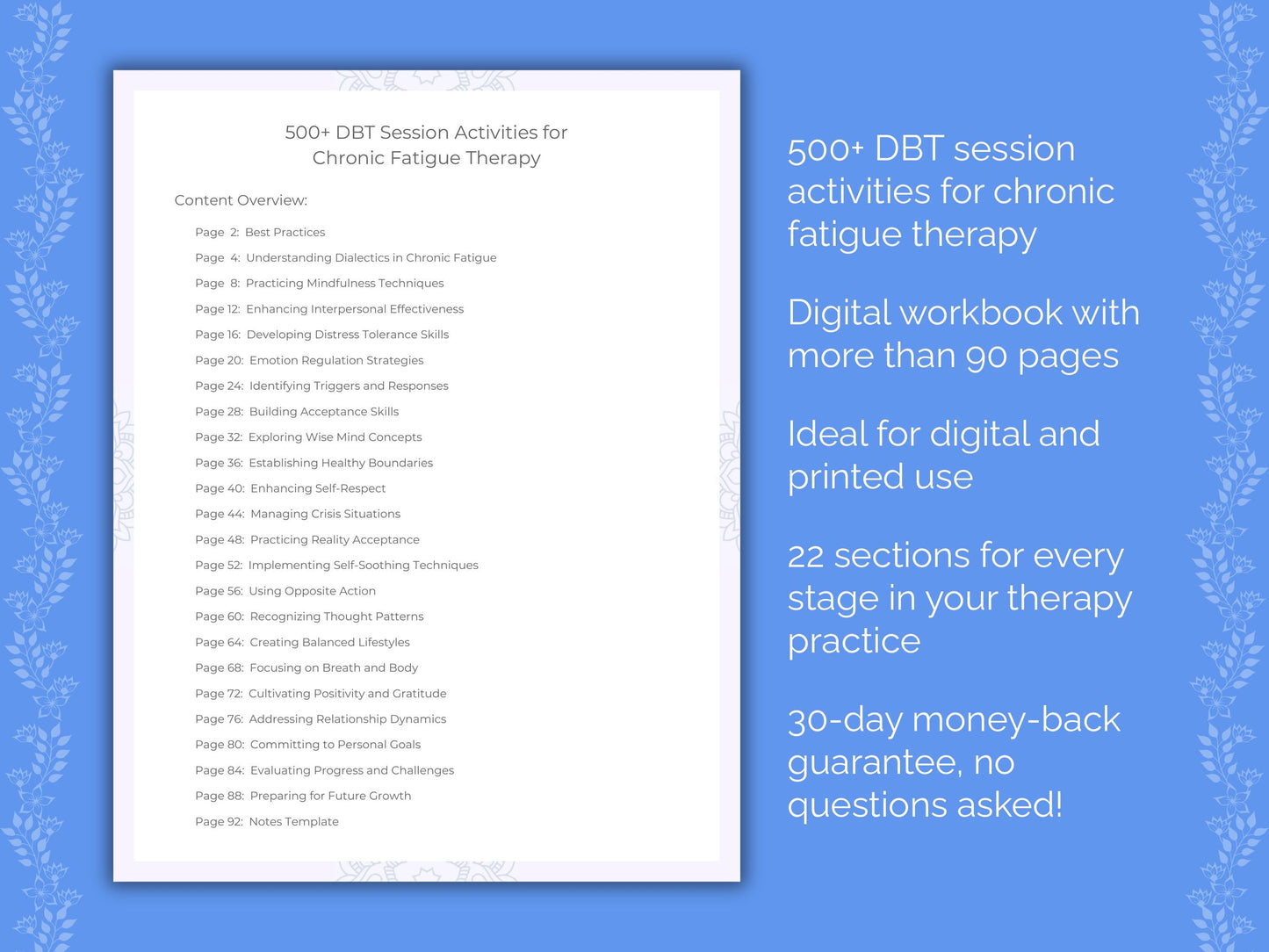 Chronic Fatigue Dialectical Behavior Therapy (DBT) Therapist Worksheets