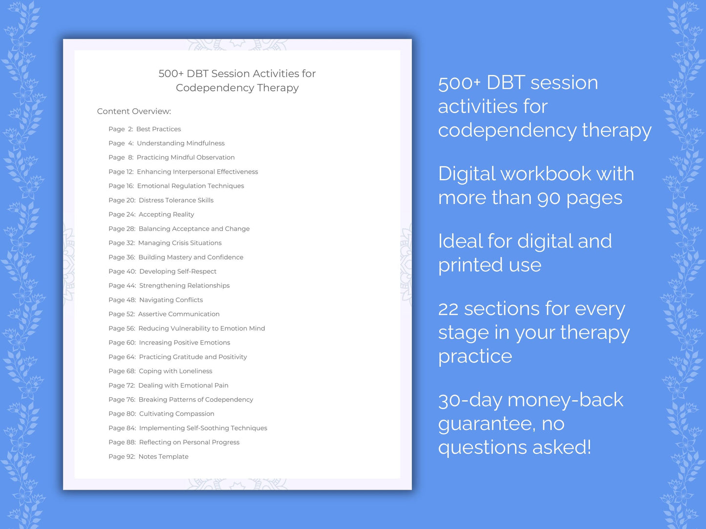 Codependency Dialectical Behavior Therapy (DBT) Therapist Worksheets