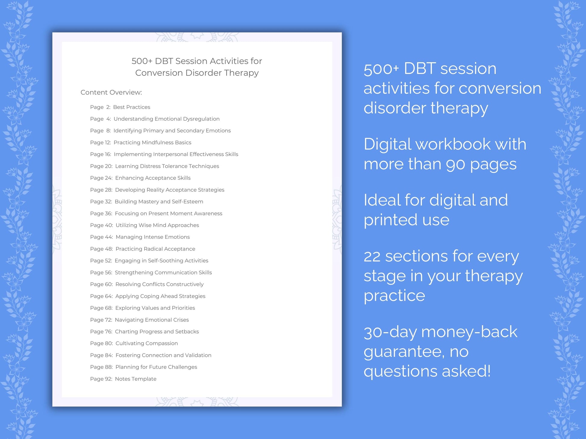 Conversion Disorder Dialectical Behavior Therapy (DBT) Therapist Worksheets