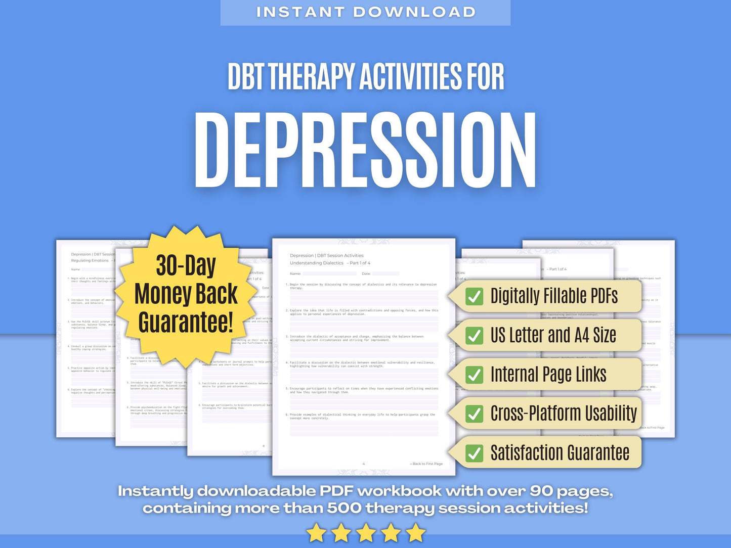 Depression Dialectical Behavior Therapy (DBT) Psychology Workbooks