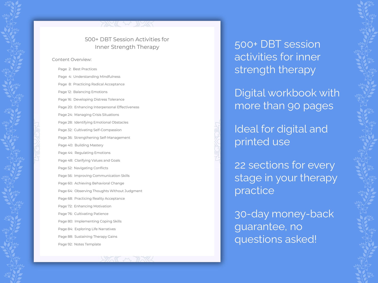 Inner Strength Dialectical Behavior Therapy (DBT) Therapist Worksheets