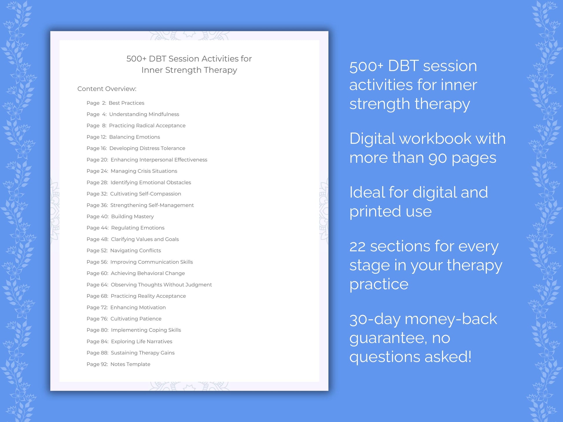 Inner Strength Dialectical Behavior Therapy (DBT) Therapist Worksheets