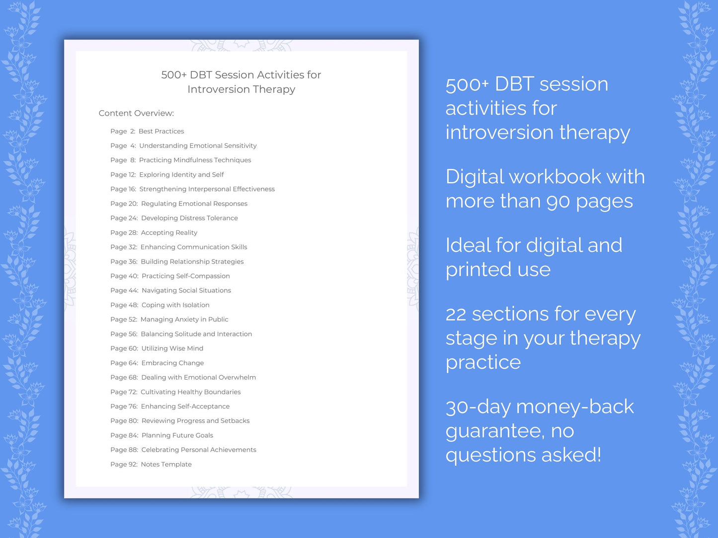 Introversion Dialectical Behavior Therapy (DBT) Therapist Worksheets