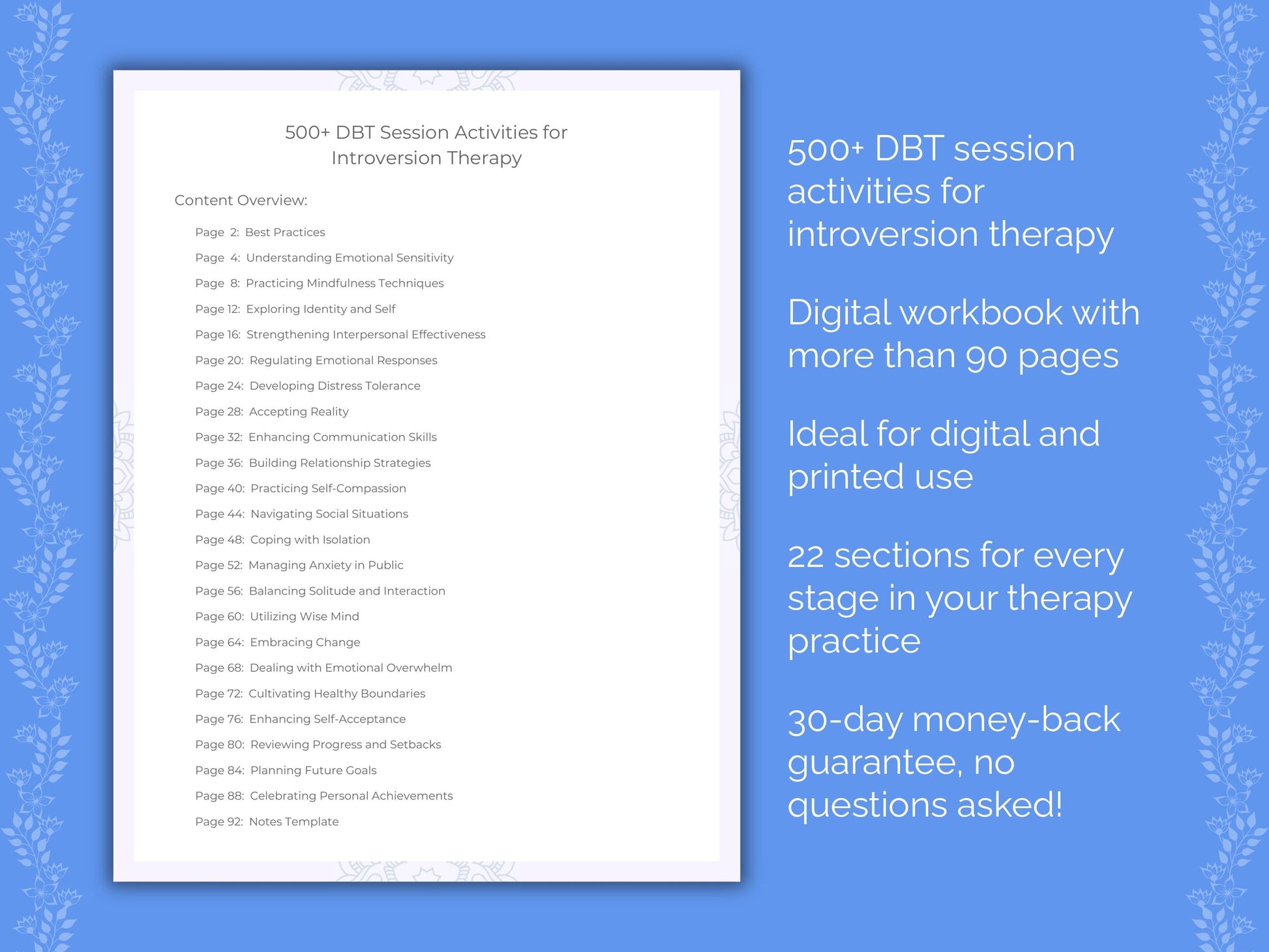 Introversion Dialectical Behavior Therapy (DBT) Therapist Worksheets