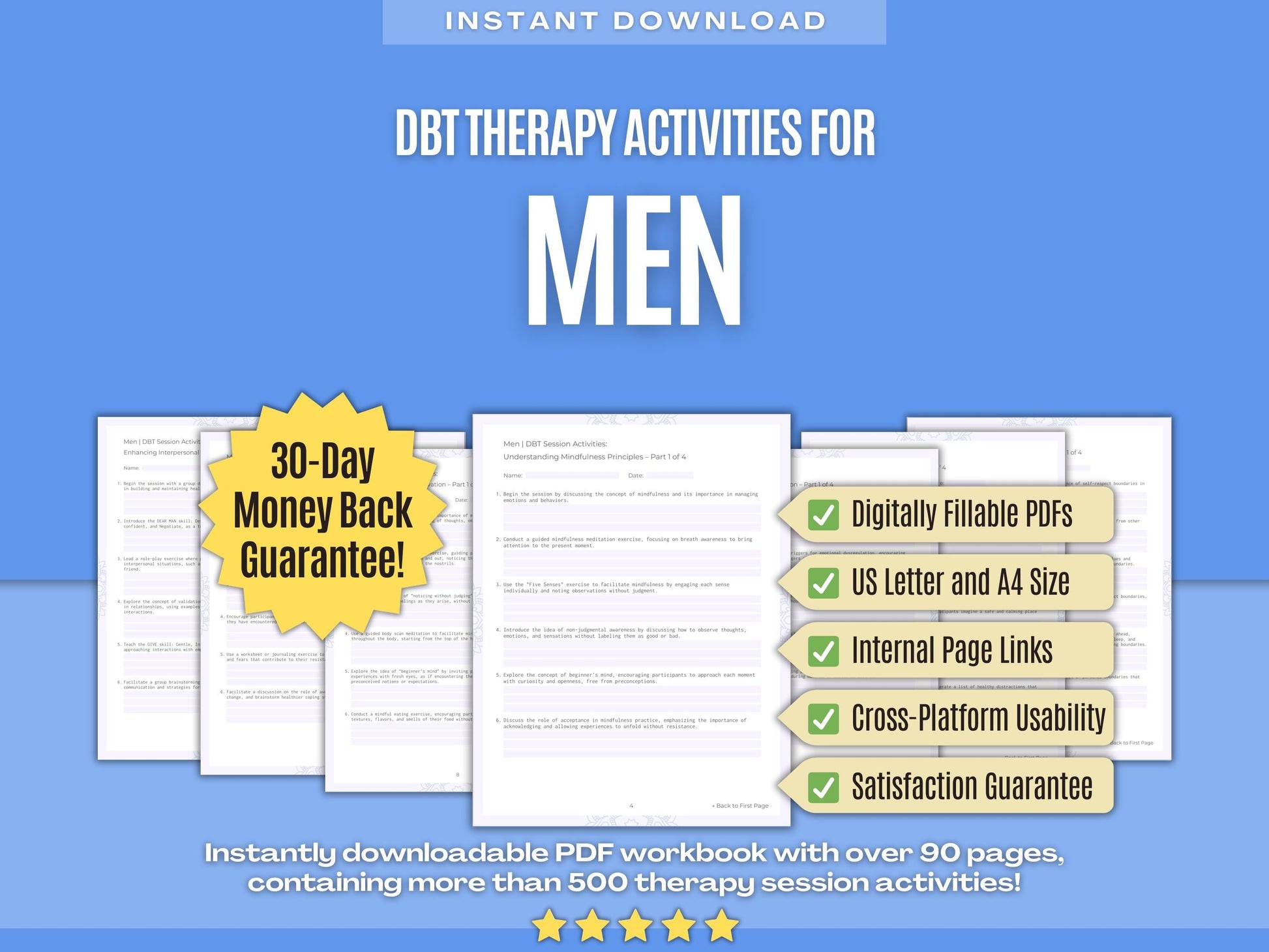 Men Dialectical Behavior Therapy (DBT) Psychology Workbooks
