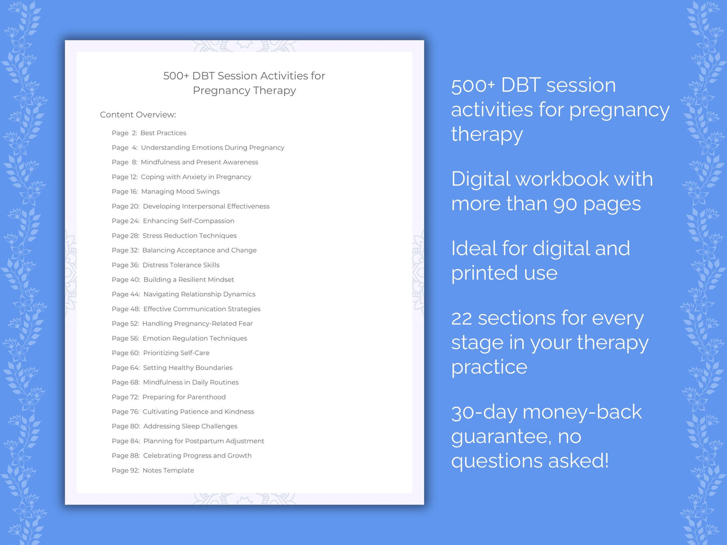 Pregnancy Dialectical Behavior Therapy (DBT) Therapist Worksheets