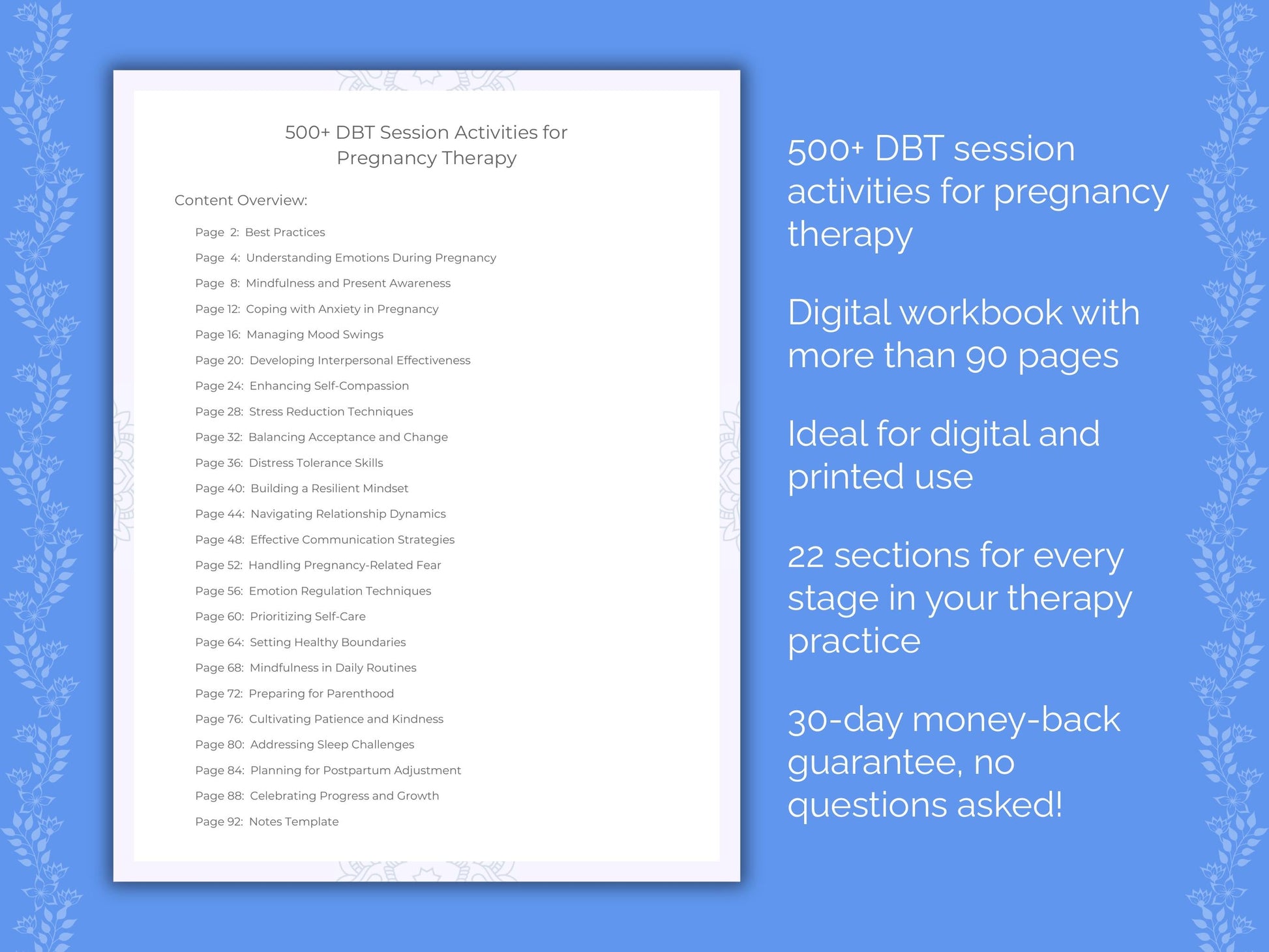 Pregnancy Dialectical Behavior Therapy (DBT) Therapist Worksheets