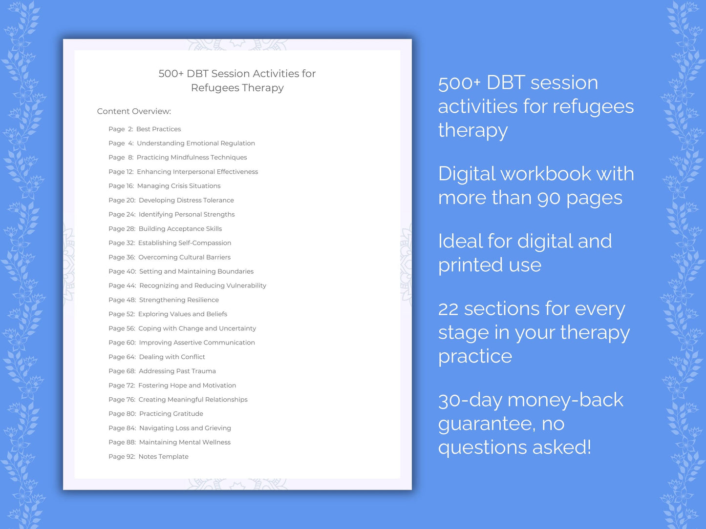 Refugees Dialectical Behavior Therapy (DBT) Therapist Worksheets