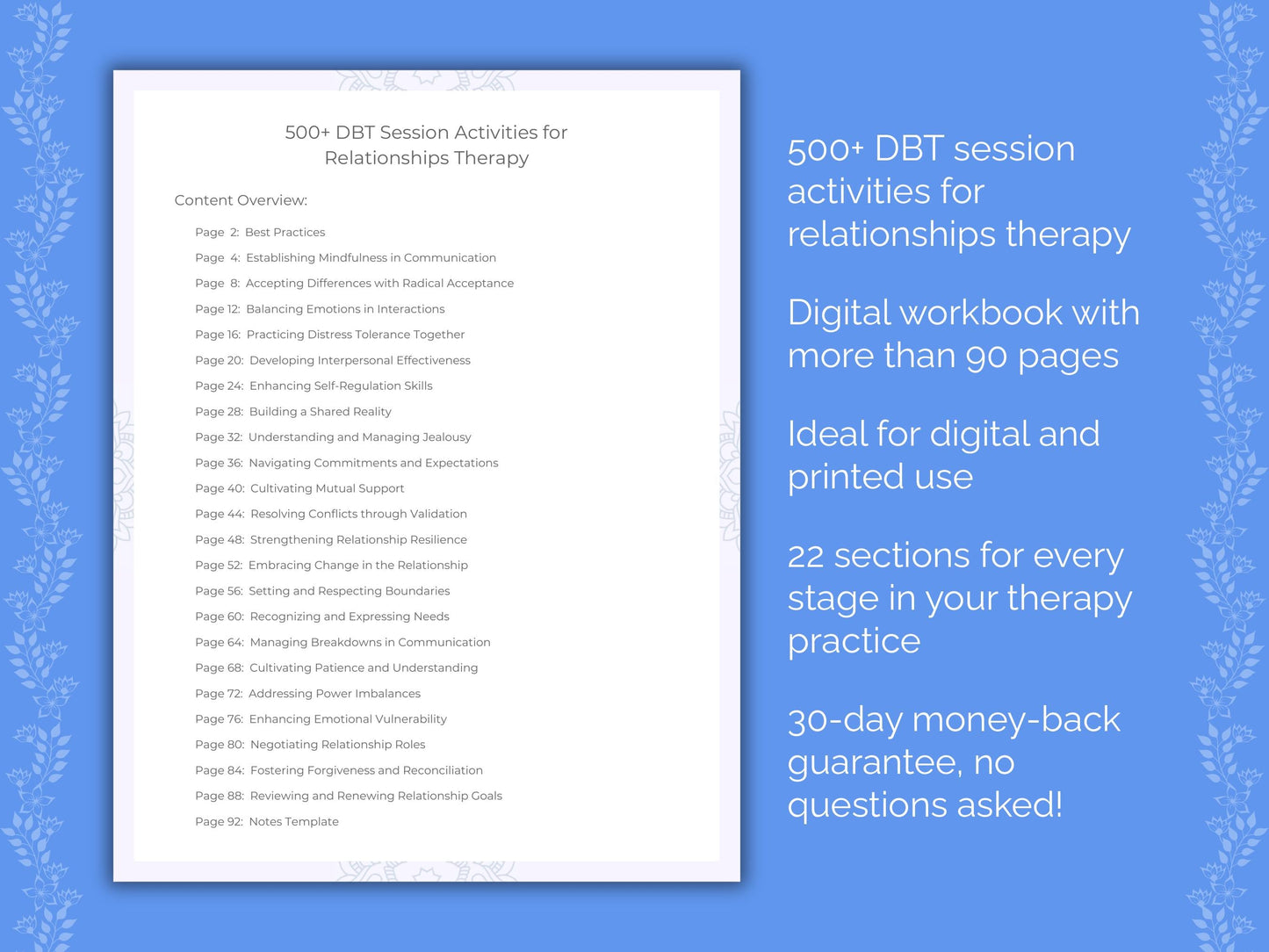 Relationships Dialectical Behavior Therapy (DBT) Therapist Worksheets