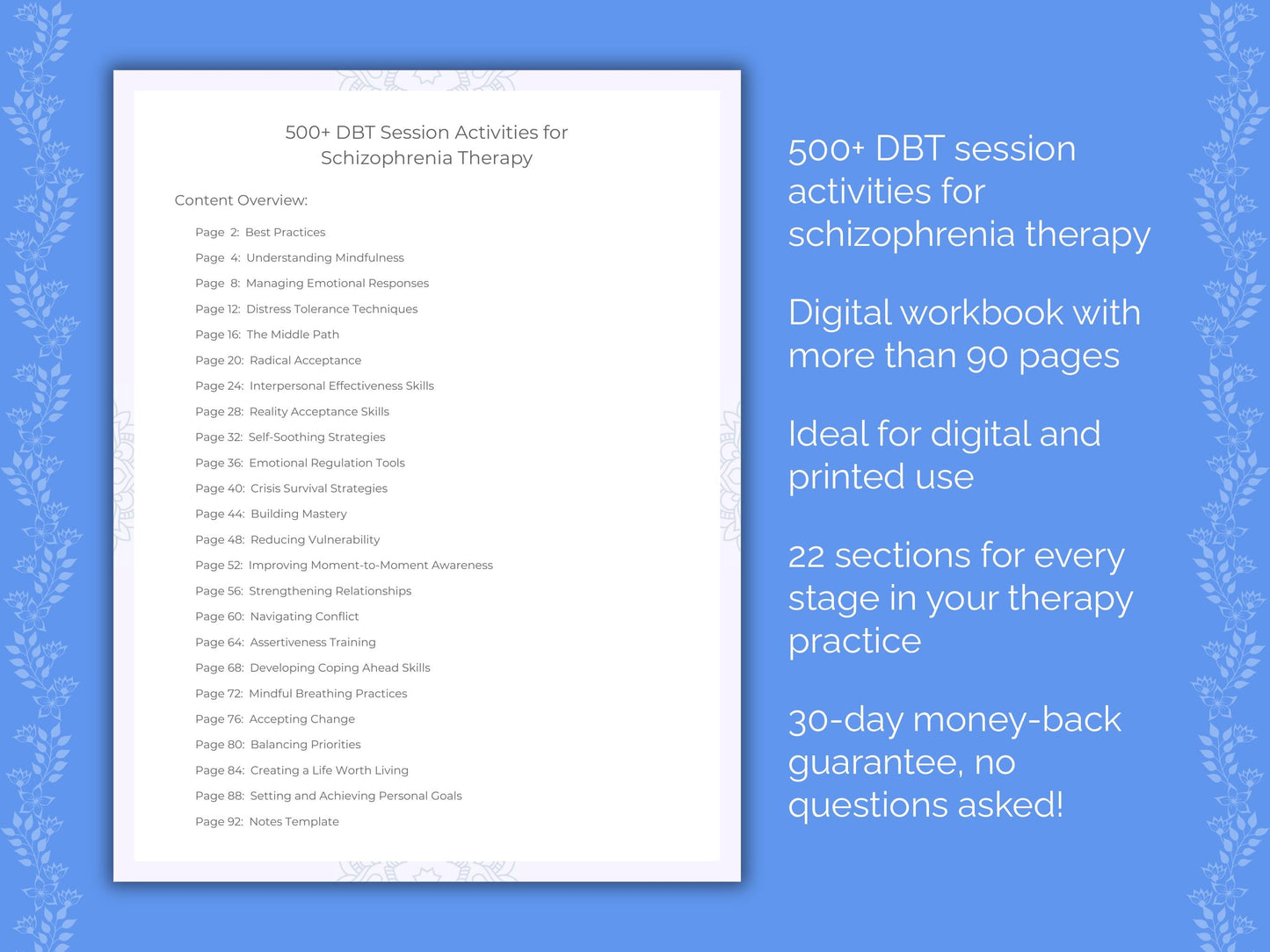 Schizophrenia Dialectical Behavior Therapy (DBT) Therapist Worksheets