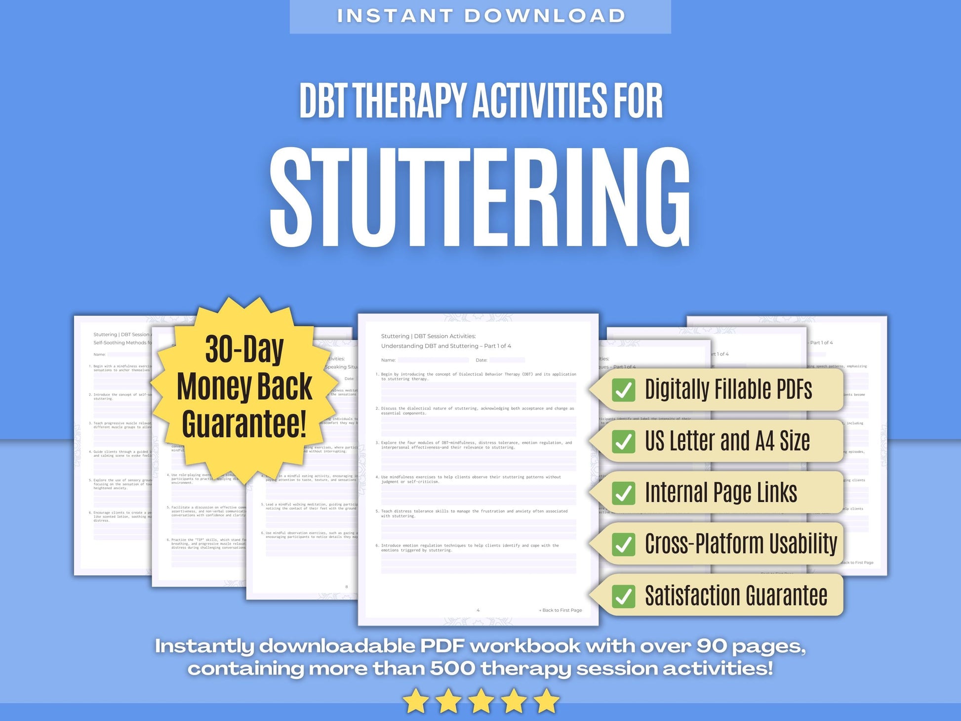 Stuttering Dialectical Behavior Therapy (DBT) Psychology Workbooks